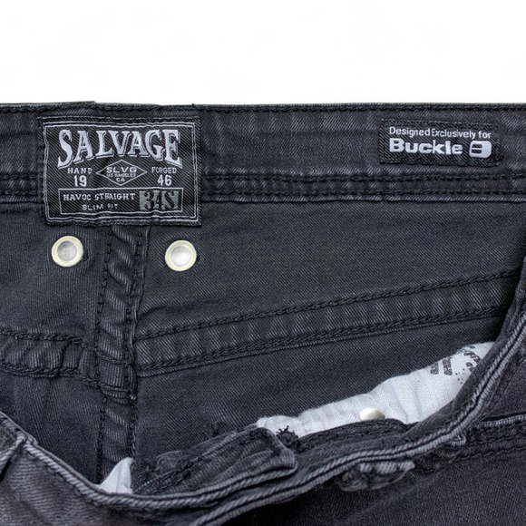 Buckle Salvage Jeans Men Size 34S Black Denim Havoc Straight Slim Fit Moto - Picture 3 of 9